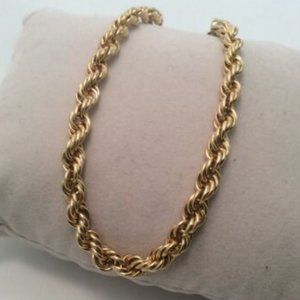 14K YELLOW REAL GOLD ROPE UNISEX BRACELET 7 1/2 INCH  5.30MM  8.60GRAMS